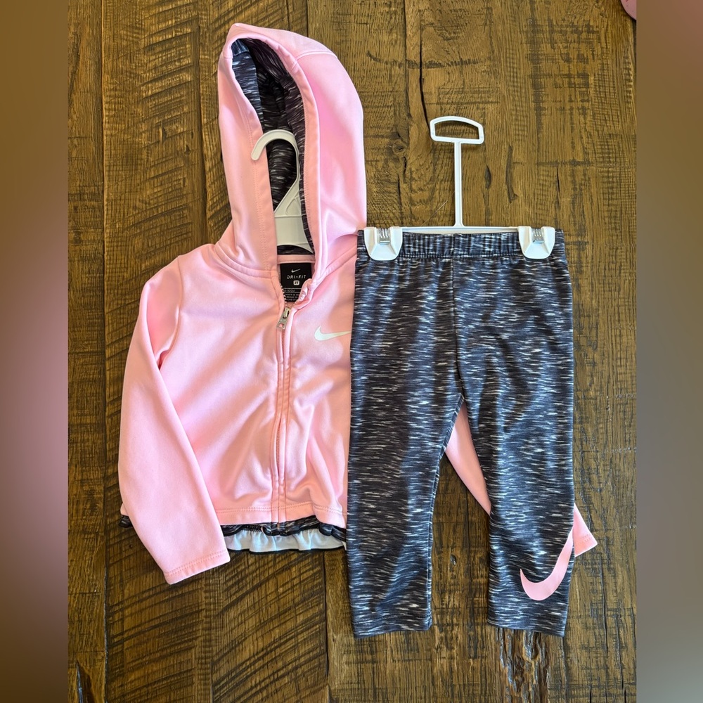Nike Kids Pink Hoodie and Gray Leggings